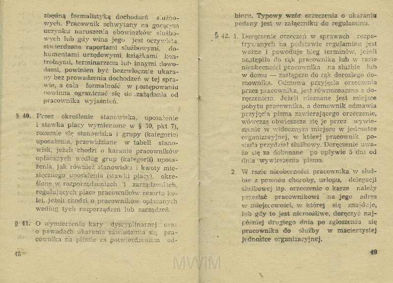 KKE 5517-26.jpg - Dok. „Zarządzenie Ministra Kolei” Nr. 198 z dnia 21 VI 1954 r. o wyróżnianiu pracowników i Regulamin obowiązków pracowników Kolejowych oraz zasad i trybu postępowania dyscyplinarnego, Kraków, 1954 r.